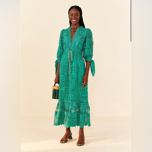 FARM Rio Dresses & Skirts - Green Morada Boa Guipure Dress
